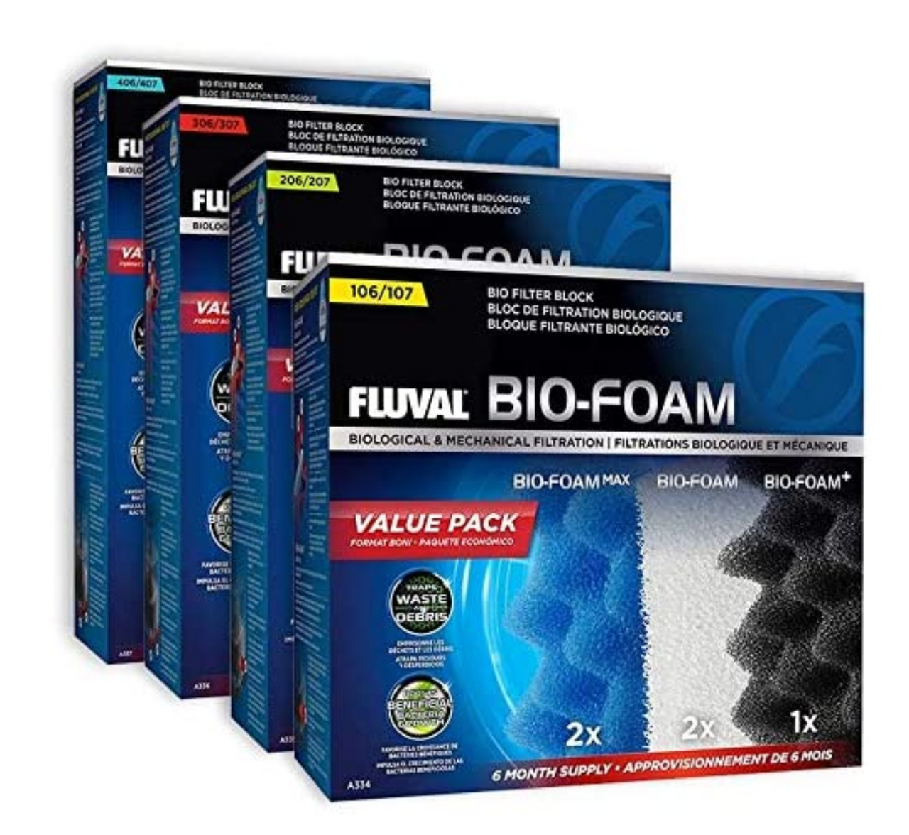 Fluval 106/107 6 Month Bio Foam Value Pack - A334