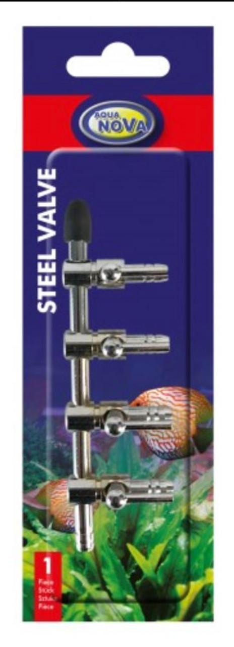 Aqua Nova 4mm Airline Steel Valve - 4 Way - packet