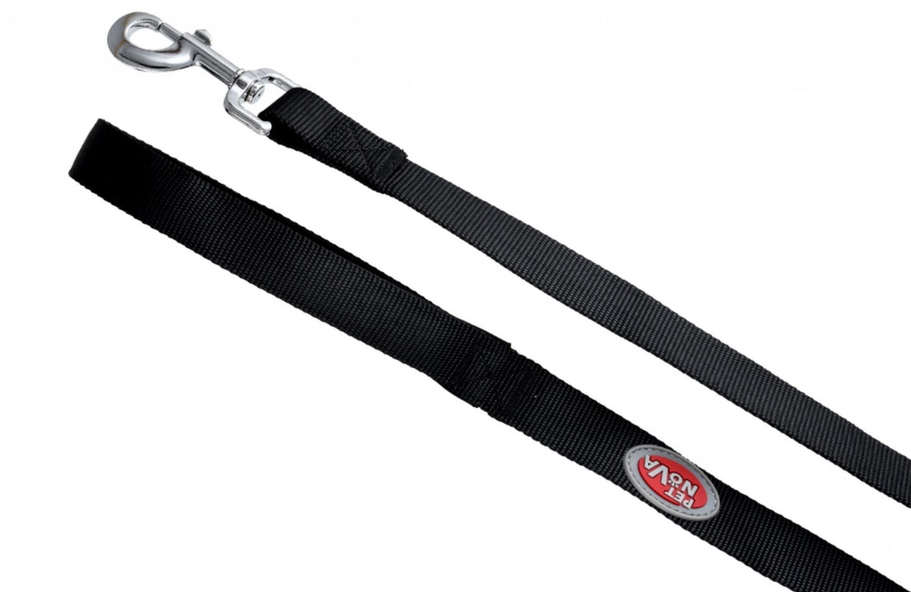 Pet Nova Reflective Nylon Lead Large 10kg - Black 1.2m x 20mm