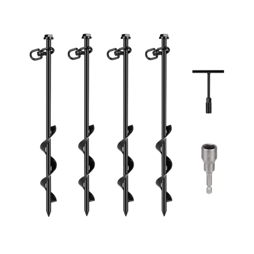 JROD-30, 4PCS, 30CM ROPE GUYING EARTH ANCHORS WITH ADAPTORS