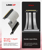 LINKUP - AVA5 PCIE 5.0 Riser Cable | RTX5090 RX9070 GPU Ready | x16 128GB/s Speed | Compatible with PCIe 4.0 & WRX80/WRX90E | Left Angle Ver.4, White 30cm (Total Length 34cm)