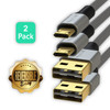 Reversible Micro USB Cable Braided w/PVC Jacket - 3FT / 6FT 2-pack