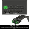 LINKUP - AVA Left Angle 600W PCIE 5.0 12VHPWR (16Pin/12+4) 16AWG Sleeved High Current Power PSU Cable - 70cm - (Black) Compatible with All RTX 4000 and RTX 3000 FE GPUs