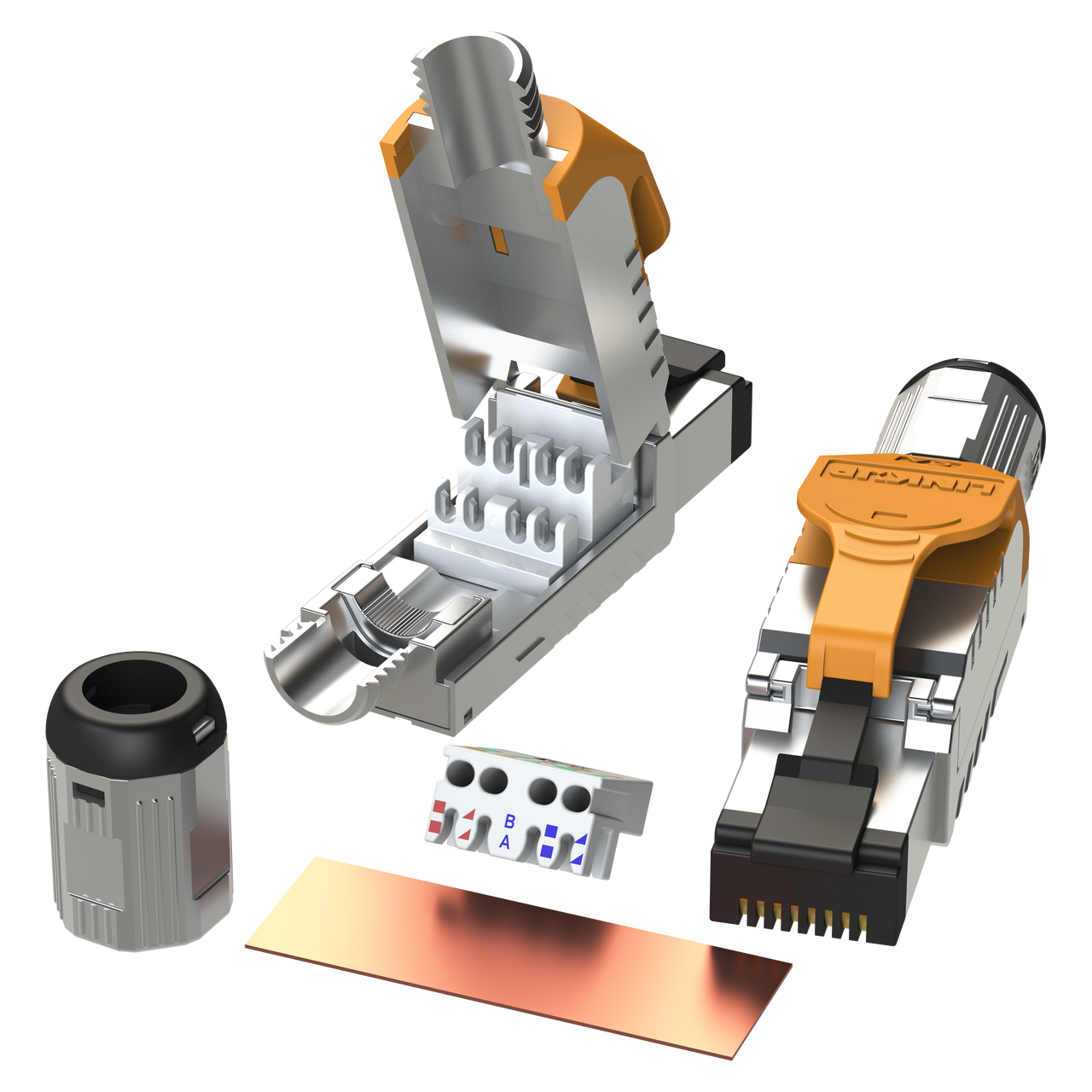 Cat.6A RJ45 male FTP connector for crimp - distributed by CABLEMATIC ® 