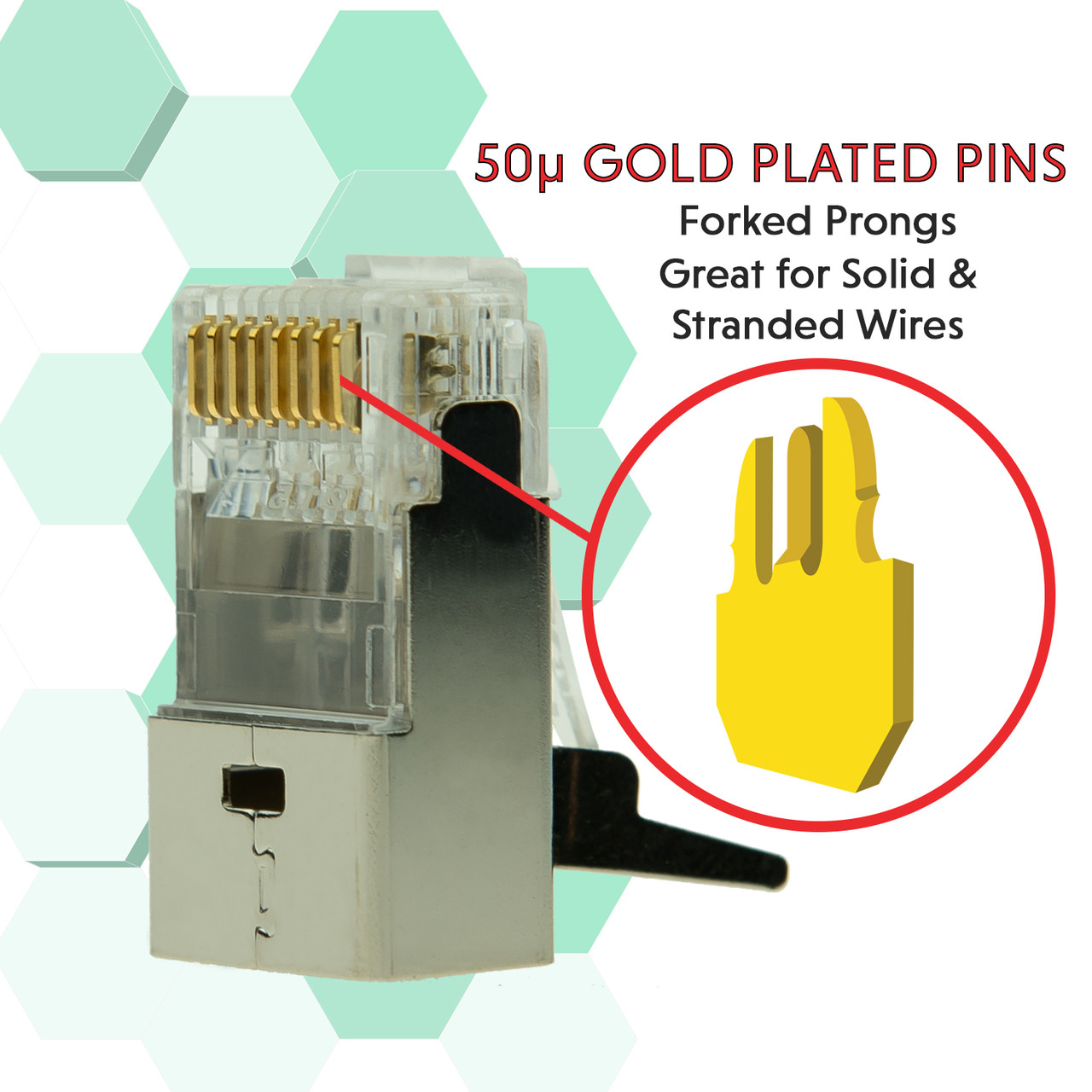 Metal Shielded (FTP) RJ45 Connectors rated for stranded & solid