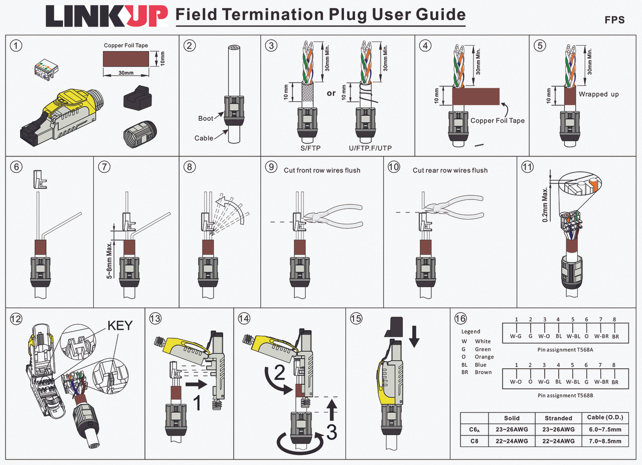 LINKUP 12 個入り - Cat6A RJ45 10G シールド ダイカスト メタルフィールド ターミネーション プラグ | HDBa  LINKUP 6 個入り - Cat6A RJ45 10G シールド ダイカスト メタルフィールド ターミネーション プラグ | HDBas