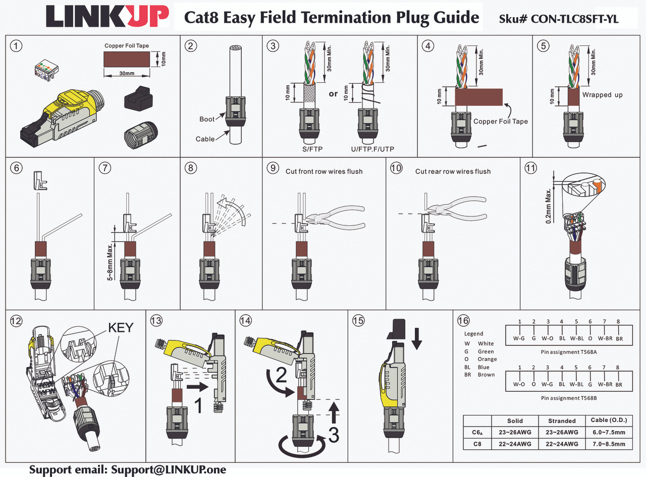 CONECTOR MACHO RJ45 CAT8 .1 Class G