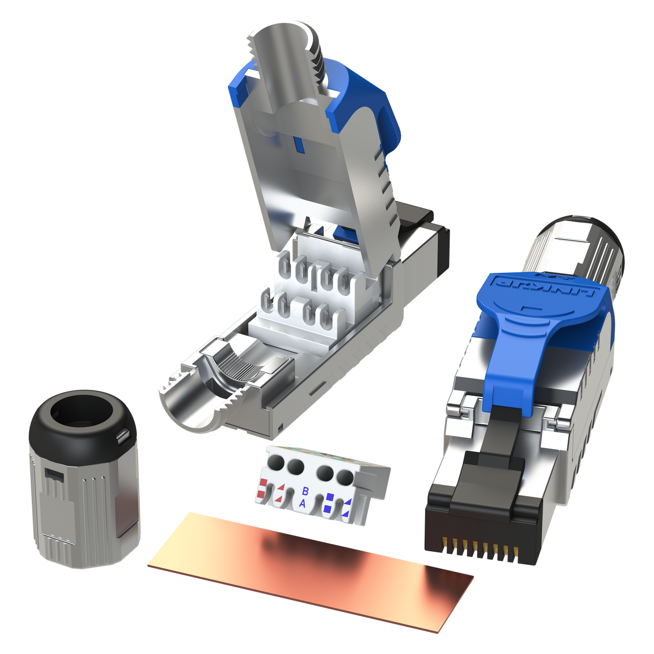 Cat 6 STP modular RJ45 connector (incl. guide, AWG 23)