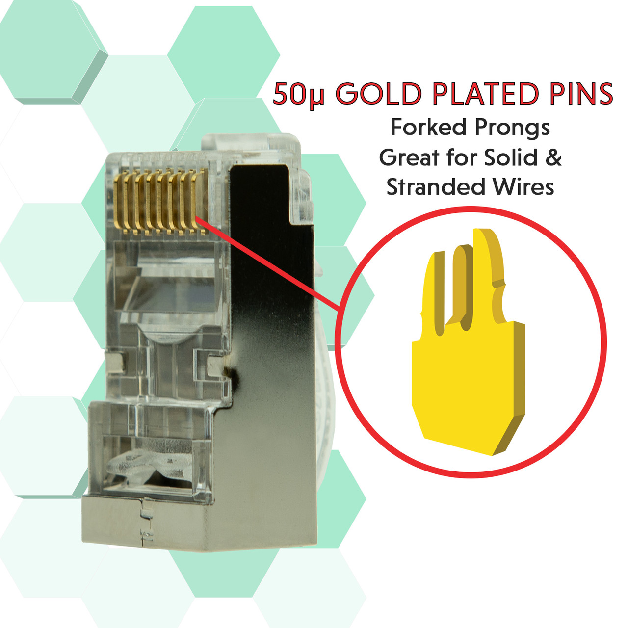 Cat6 Snagless RJ45 STP Connectors | 8P8C | 100 Pack