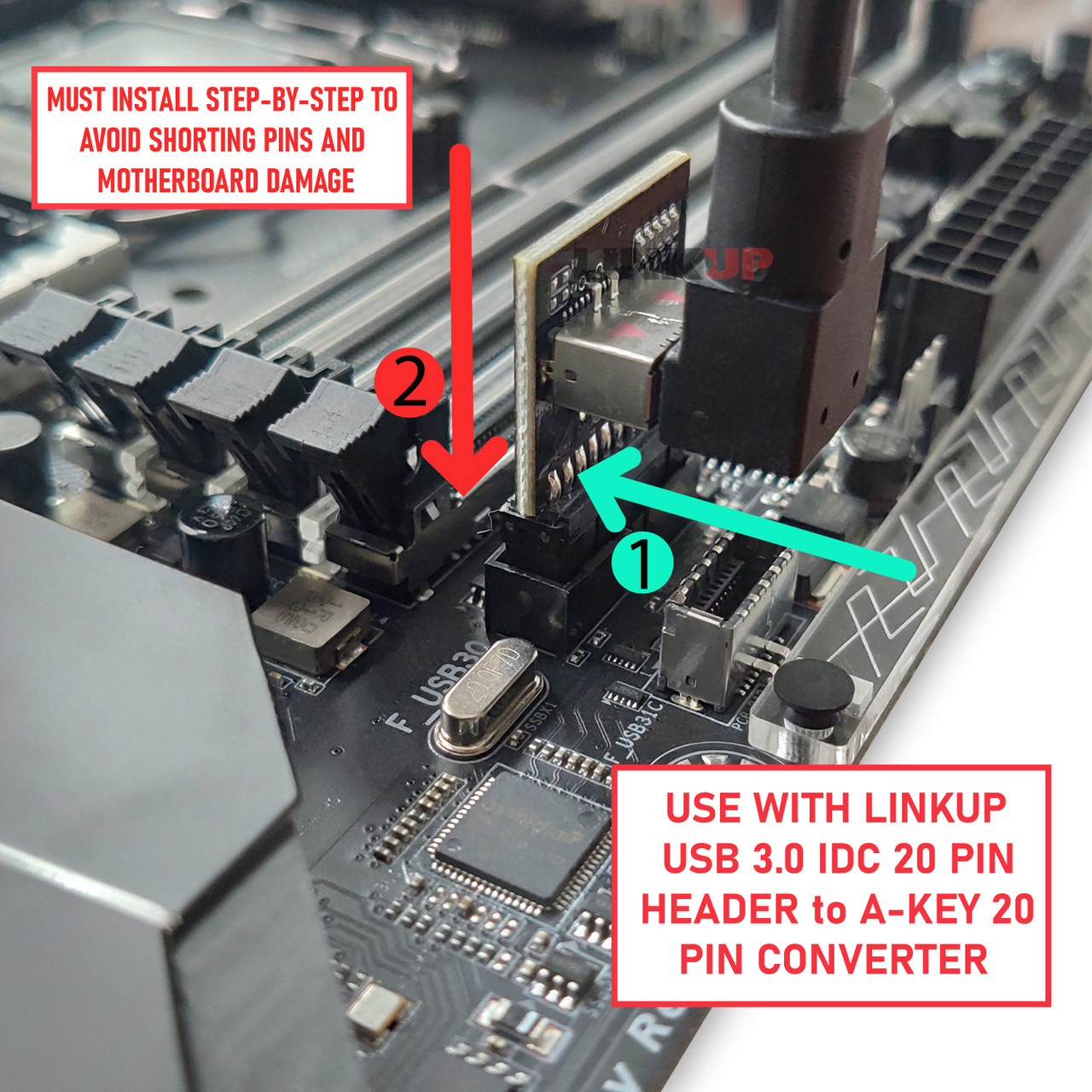 2 Port Internal USB 3.0 Motherboard Header Adapter Cable