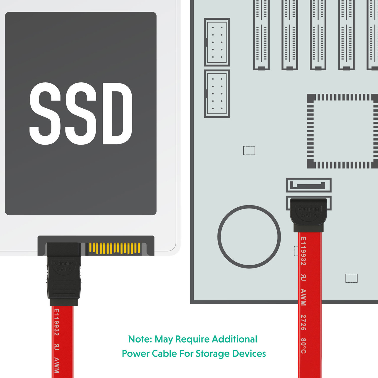 18in SATA Serial ATA Data and Power Combo Cable