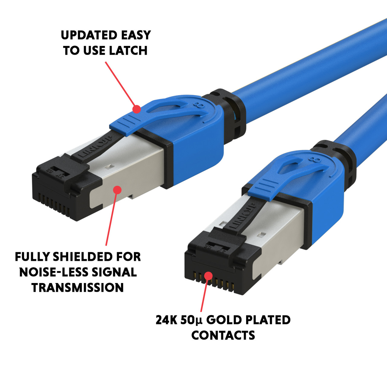 Cat8 Ethernet Cable - Gold Plated 40Gbps 2000MHz High Speed Cable 3 Ft Lot  Of 2