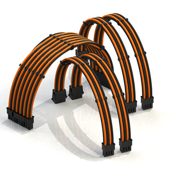 PSU Cable Extension Kit | 1x24p, 2x4+4p CPU, 2x6+2 GPU | 30CM - OrangeBlack