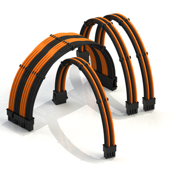 PSU Cable Extension Kit Super Soft | 1 x 24P, 1 x 8P CPU, 2 x 8P GPU | 50CM - OrangeBlack
