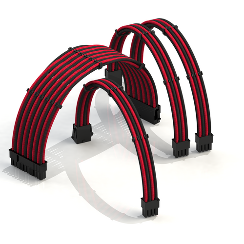 PSU Cable Extension Kit | 1x24p, 1x4+4p CPU, 2x6+2 GPU | 30CM - RedBlack