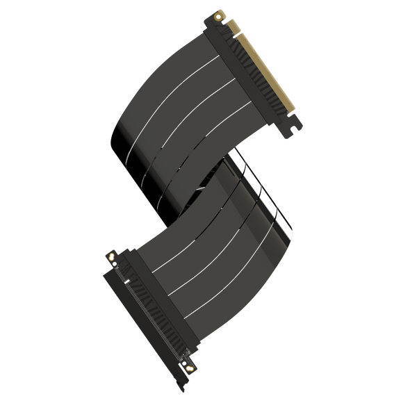 LINKUP - AVA5 PCIE 5.0 Riser Cable | RTX5090 RX9070 GPU Ready | x16 128GB/s Speed | Compatible with PCIe 4.0 & WRX80/WRX90E | Straight Ver. 1, Black 40cm (Total Length 44cm)