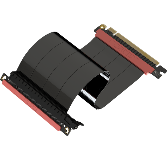 LINKUP - AVA5 PCIE 5.0 Riser Cable | RTX5090 RX9070 GPU Ready | x16 128GB/s Speed | Compatible with PCIe 4.0 | Designed for ITX | Single Reverse Straight Ver.3, Black 23cm (Total Length 27.5cm)