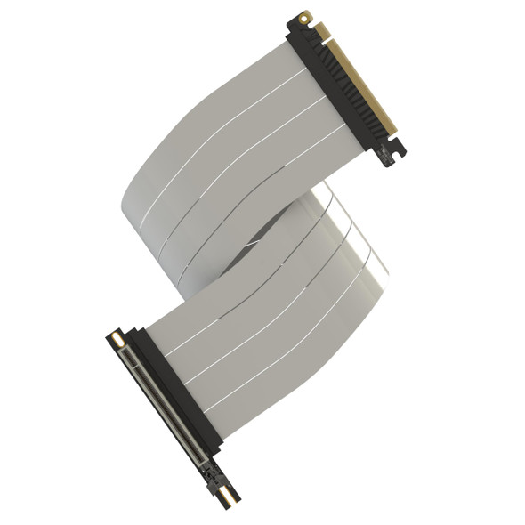 LINKUP - AVA5 PCIE 5.0 Riser Cable [60cm (Total Length 64cm)] RTX5090 RX9070 GPU Ready | x16 128GB/s Speed | Compatible with PCIe 4.0 & WRX80/WRX90E | Right Angle Ver.4, White