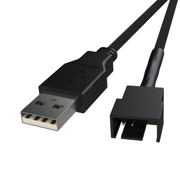 (2 Pack) USB to 3/4-Pin PWM 5V | Sleeved Fan Power Cable Adapter | USB 2.0, 3.0, 3.1