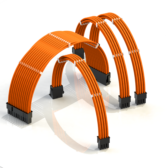 PSU Cable Extension Kit | 1x24p, 1x4+4p CPU, 2x6+2 GPU | 30cm - Orange