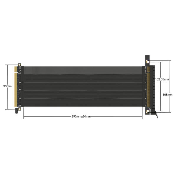 25 cm - PCIE 3.0 16x Shielded Riser Cable Premium | Straight Socket