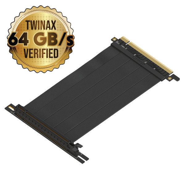15cm - PCIE 3.0 16x Shielded High Speed Riser Cable Premium | 90 Degree Socket