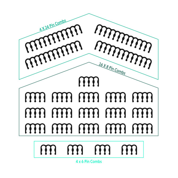 Combs for PSU Cable Extension | 4 x 24 P | 16 x 8 P | 4 x 6 P | Black