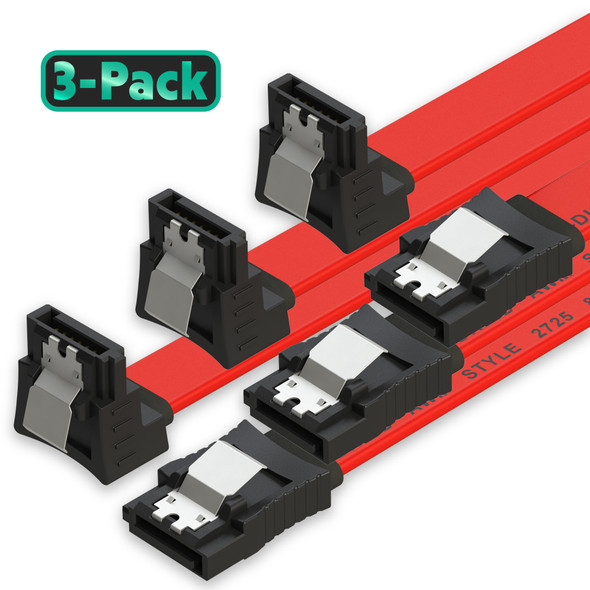 SATA Cable (3-Pack) High-Speed SATA III 6GB/s Right/Straight HDD SSD Connector Adapter - 38 inch
