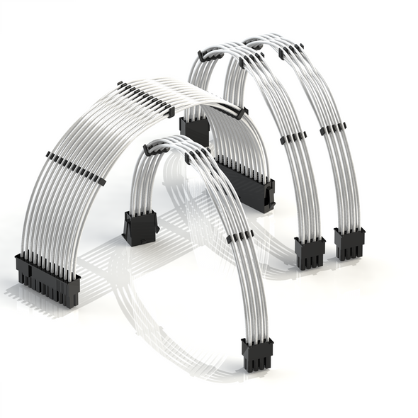 PSU Cable Extension Kit Teflon-Coated | 1x24p, 1x4+4p CPU, 2x6+2 GPU | 30CM - Silver
