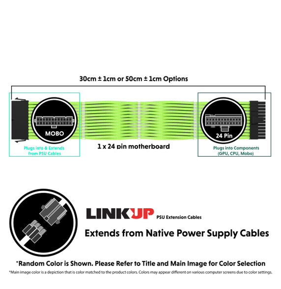 PSU Cable Extension Single Pack | 1 x 24 Pin (20+4) Motherboard | 30CM - Metallic Gold
