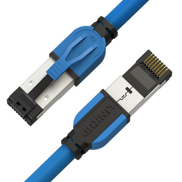 Cat8 Ethernet Patch Cable 26AWG Double Shielded | 40Gbps |15M (50FT) - Blue