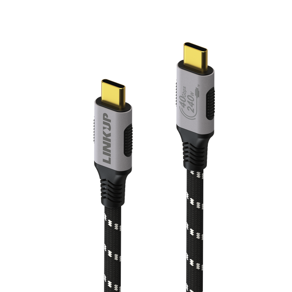 LINKUP - USB 4.0 240W Fast Charging 40Gbps Data Type-C Cable | Thunderbolt 3/4 Compatible, 8K@60Hz Video, Durable Sleeved Jacket | for All USB-C Devices, Hub, eGPU, Gaming PC | Black/White, 3ft / 0.9m