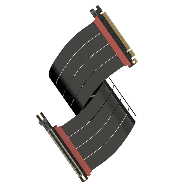 LINKUP - AVA5 PCIE 5.0 Riser Cable [40cm (Total Length 44cm)] RTX5090 RX9070 GPU Ready | x16 128GB/s Speed | Compatible with PCIe 4.0 & WRX80/WRX90E | Left Angle Ver.4, Black