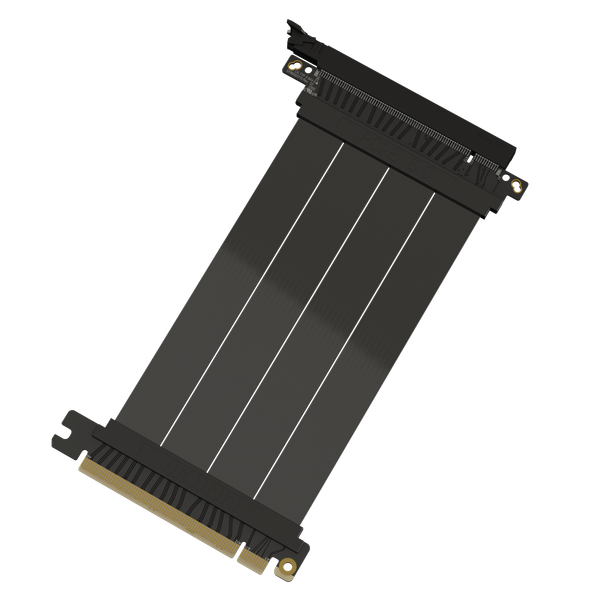 LINKUP - AVA5 PCIE 5.0 Riser Cable | RTX5090 RX9070 GPU Ready | x16 128GB/s Speed | Compatible with PCIe 4.0 & WRX80/WRX90E | Straight Ver.1, Black 15cm (Total Length 19cm)