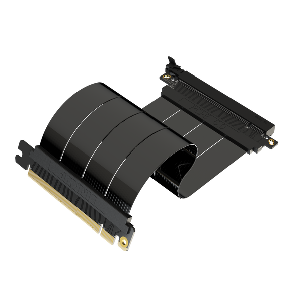 LINKUP - AVA5 PCIE 5.0 Riser Cable | RTX5090 RX9070 GPU Ready | x16 128GB/s Speed | Compatible with PCIe 4.0 & WRX80/WRX90E | Straight Ver.1, Black 20cm (Total Length 24cm)