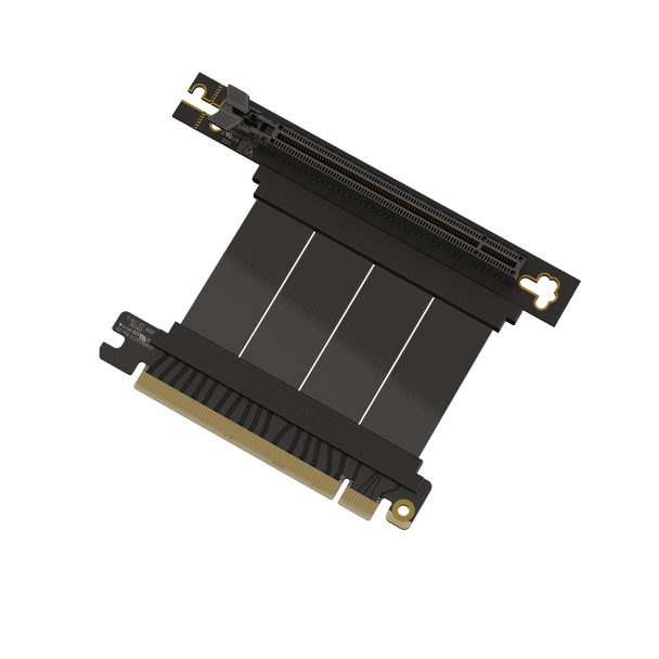 LINKUP - AVA5 PCIE 5.0 Riser Cable | RTX5090 RX9070 GPU Ready | x16 128GB/s Speed | Compatible with PCIe 4.0 & WRX80/WRX90E | Right Angle Ver.2, Black 5cm (Total Length 9cm)