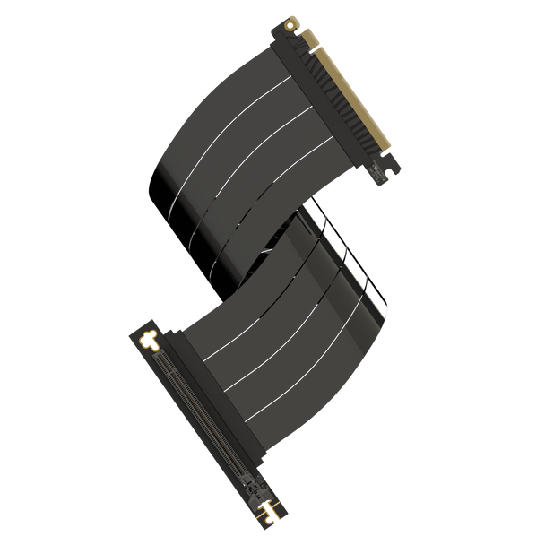 LINKUP - AVA5 PCIE 5.0 Riser Cable [40cm (Total Length 44cm)] RTX5090 RX9070 GPU Ready | x16 128GB/s Speed | Compatible with PCIe 4.0 & WRX80/WRX90E | Right Angle Ver.2, Black
