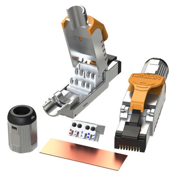 Cat6A RJ45 Connector (6 Pack) For Cat6A up to 22AWG S/FTP [Orange]