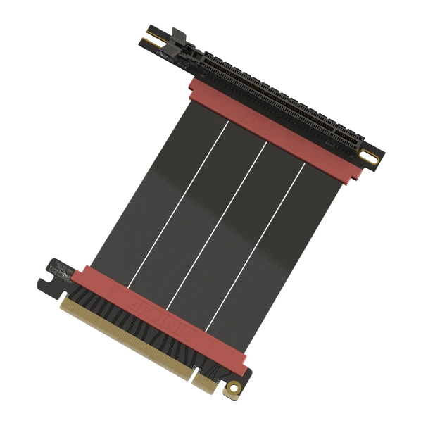 LINKUP - AVA5 PCIE 5.0 Riser Cable | RTX5090 RX9070 GPU Ready | x16 128GB/s Speed | Compatible with PCIe 4.0 & WRX80/WRX90E | Right Angle Ver.3, Black 10cm (Total Length 14cm)