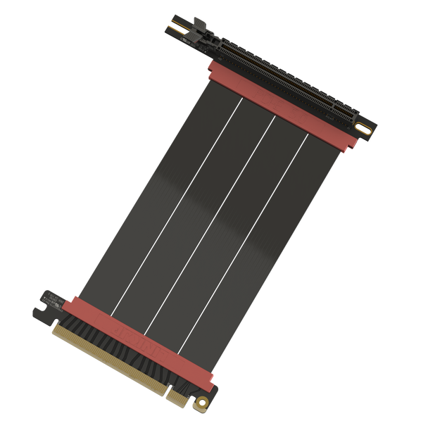 LINKUP - AVA5 PCIE 5.0 Riser Cable | RTX5090 RX9070 GPU Ready | x16 128GB/s Speed | Compatible with PCIe 4.0 & WRX80/WRX90E | Right Angle Ver.3, Black 15cm (Total Length 19cm)