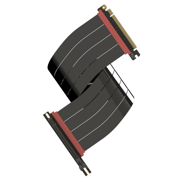 LINKUP - AVA5 PCIE 5.0 Riser Cable [50cm (Total Length 54cm)] RTX5090 RX9070 GPU Ready | x16 128GB/s Speed | Compatible with PCIe 4.0 & WRX80/WRX90E | Right Angle Ver.3, Black