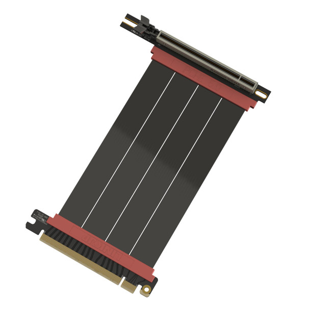 LINKUP - AVA5 PCIE 5.0 Riser Cable | RTX5090 RX9070 GPU Ready | x16 128GB/s Speed | Compatible with PCIe 4.0 & WRX80/WRX90E | Right Angle Ver.4, Black 15cm (Total Length 19cm)