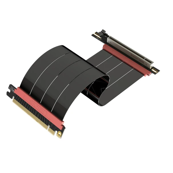 LINKUP - AVA5 PCIE 5.0 Riser Cable | RTX5090 RX9070 GPU Ready | x16 128GB/s Speed | Compatible with PCIe 4.0 & WRX80/WRX90E | Right Angle Ver.4, Black 25cm (Total Length 29cm)