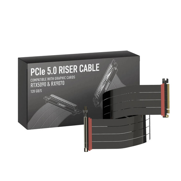 LINKUP - AVA5 PCIE 5.0 Riser Cable [70cm (Total Length 74cm)] RTX5090 RX9070 GPU Ready | x16 128GB/s Speed | Compatible with PCIe 4.0 & WRX80/WRX90E | Left Angle Ver.4, Black
