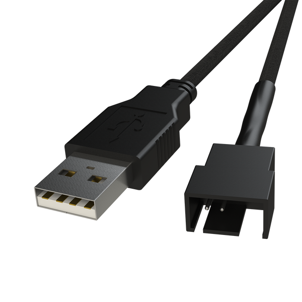 (2 Pack) USB to 3/4-Pin PWM 5V | Sleeved Fan Power Cable Adapter | USB 2.0, 3.0, 3.1