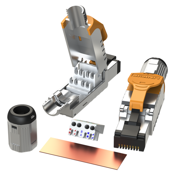Cat6A RJ45 Connectors (12 Pack) For Cables up to 22AWG S/FTP [Orange]