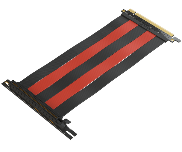20 cm - PCIE 3.0 16x Shielded Riser Cable Premium | 90 Degree Socket - Black & Red *** Discontinued***