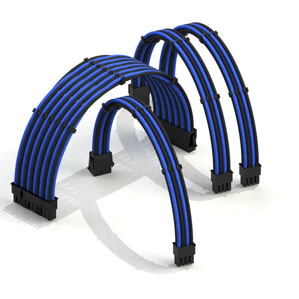 PSU Cable Extension Kit | 1x24p, 1x4+4p CPU, 2x6+2 GPU | 50CM - Blueblack