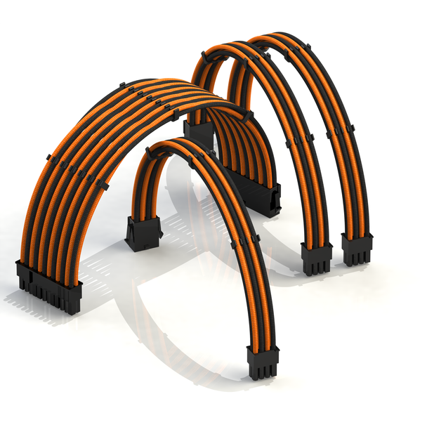PSU Cable Extension Kit | 1x24p, 1x4+4p CPU, 2x6+2 GPU | 30CM - OrangeBlack