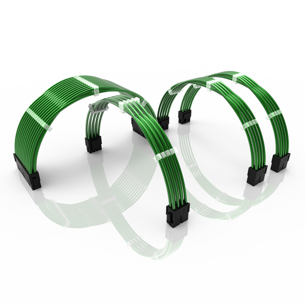 PSU Cable Extension Kit | 1x24p, 1x4+4p CPU, 2x6+2 GPU | 50CM - Metallic Green